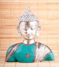Buddha Büste aus Messing, versilbert