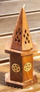 Holz Kegelhütchen Pentagramm mit Vorratsbox(VPE: 2 Stück)
